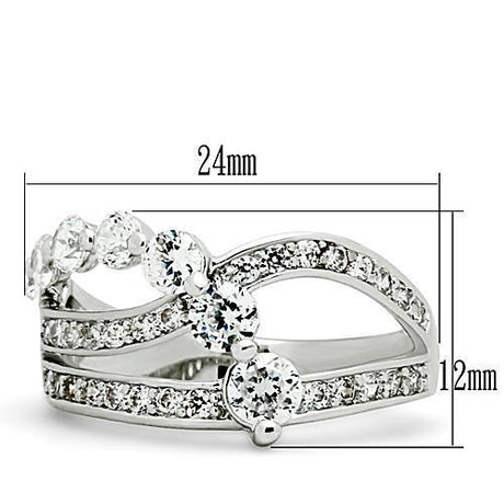 Rhodium Brass Ring with AAA Grade CZ  in Clear