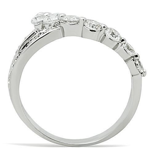 Rhodium Brass Ring with AAA Grade CZ  in Clear