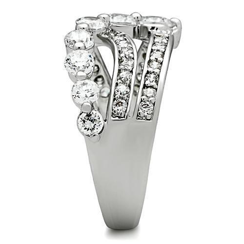 Rhodium Brass Ring with AAA Grade CZ  in Clear