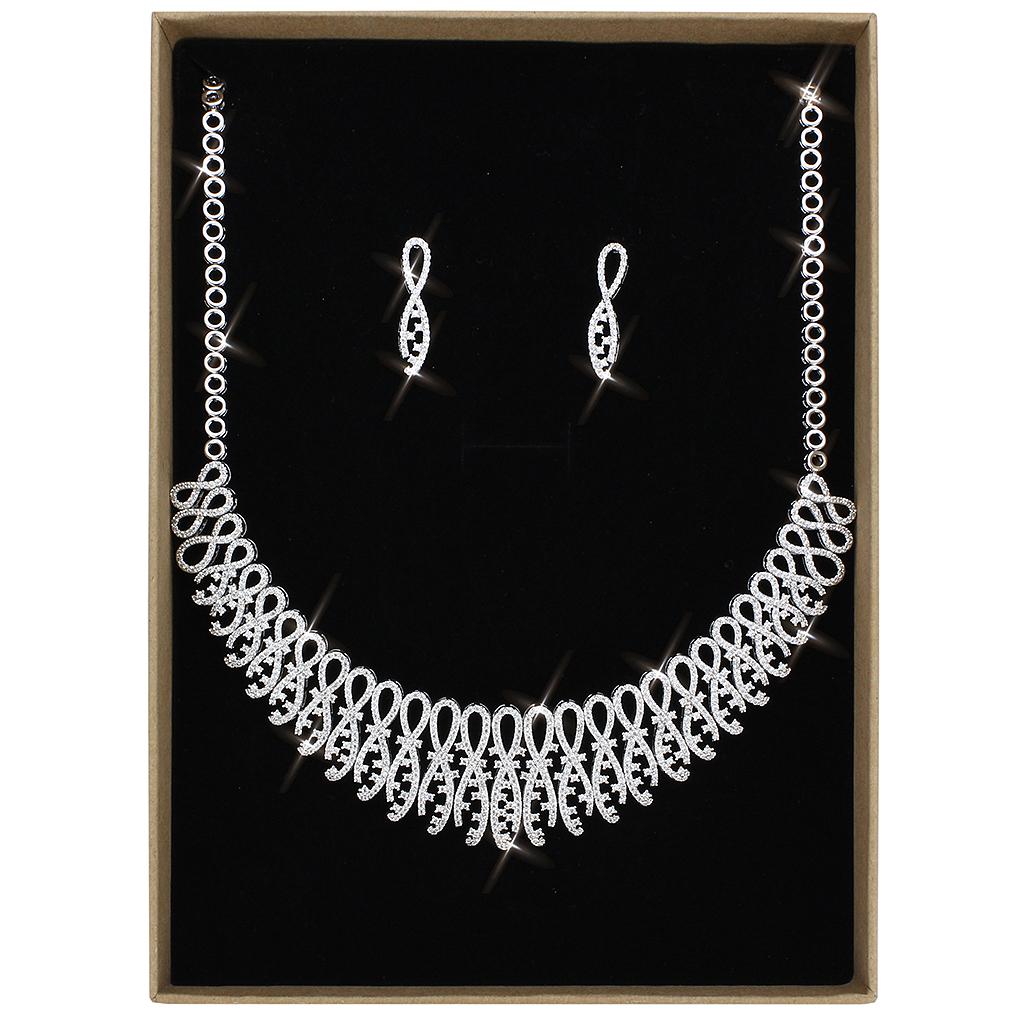 Rhodium Brass Jewelry Sets with AAA Grade CZ  in Clear