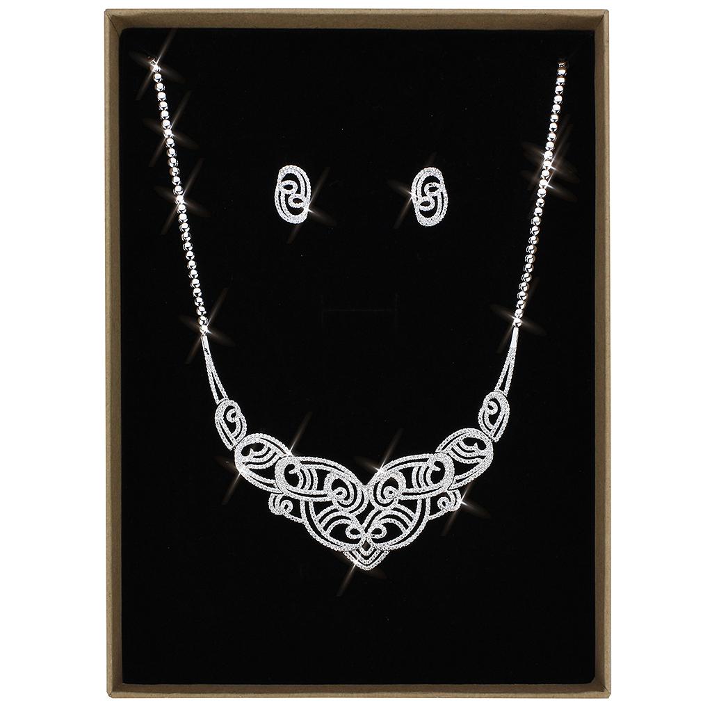Rhodium Brass Jewelry Sets with AAA Grade CZ  in Clear