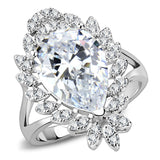 Rhodium Brass Ring with AAA Grade CZ  in Clear