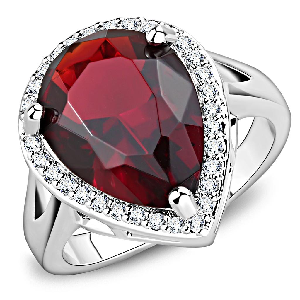 Rhodium Brass Ring with Synthetic Synthetic Glass in Siam