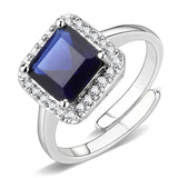 Rhodium Brass Ring with Synthetic Synthetic Glass in Montana