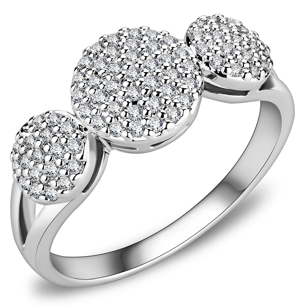 Rhodium Brass Ring with AAA Grade CZ  in Clear
