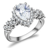 Rhodium Brass Ring with AAA Grade CZ  in Clear