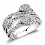 Rhodium Brass Ring with AAA Grade CZ  in Clear