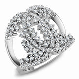 Rhodium Brass Ring with AAA Grade CZ  in Clear