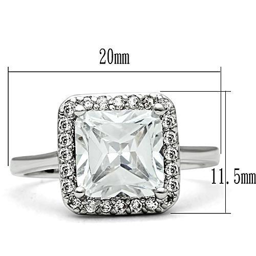 Rhodium Brass Ring with AAA Grade CZ  in Clear