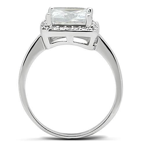 Rhodium Brass Ring with AAA Grade CZ  in Clear