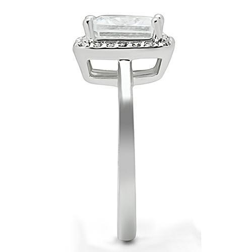 Rhodium Brass Ring with AAA Grade CZ  in Clear