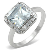 Rhodium Brass Ring with AAA Grade CZ  in Clear