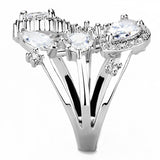 Rhodium Brass Ring with AAA Grade CZ  in Clear