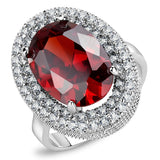 Rhodium Brass Ring with AAA Grade CZ  in Garnet