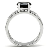 Rhodium Brass Ring with AAA Grade CZ  in Jet