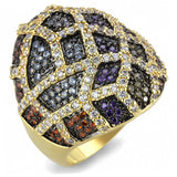 Gold+Ruthenium Brass Ring with AAA Grade CZ  in Multi Color