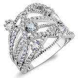 Rhodium Brass Ring with AAA Grade CZ  in Clear