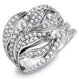 Rhodium Brass Ring with AAA Grade CZ  in Clear