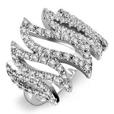 Rhodium Brass Ring with AAA Grade CZ  in Clear