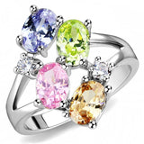 Rhodium Brass, AAA CZ , Multi Color - 3W1474