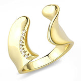 Gold Brass Ring with AAA Grade CZ  in Clear