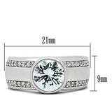 Rhodium Brass Ring with AAA Grade CZ  in Clear