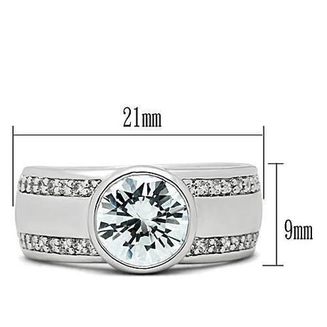 Rhodium Brass Ring with AAA Grade CZ  in Clear