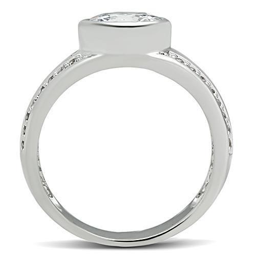 Rhodium Brass Ring with AAA Grade CZ  in Clear