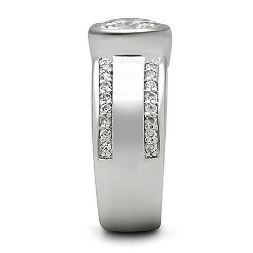 Rhodium Brass Ring with AAA Grade CZ  in Clear