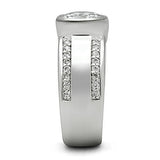 Rhodium Brass Ring with AAA Grade CZ  in Clear