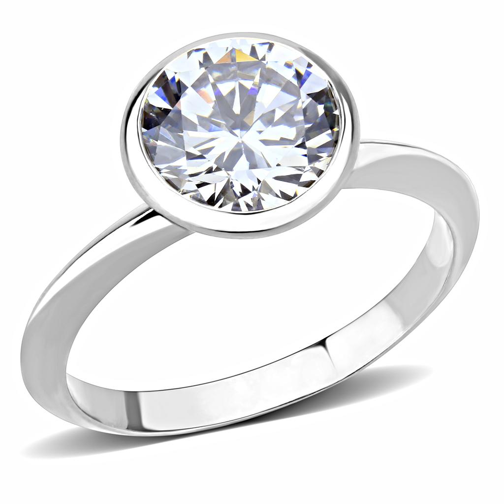 Rhodium Brass Ring with AAA Grade CZ  in Clear