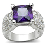 Rhodium Brass Ring with AAA Grade CZ  in Amethyst
