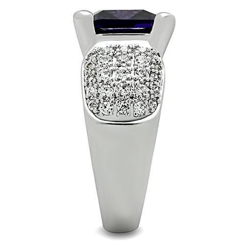 Rhodium Brass Ring with AAA Grade CZ  in Amethyst