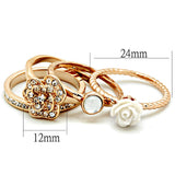 Rose Gold Brass Ring with Synthetic Synthetic Stone in White
