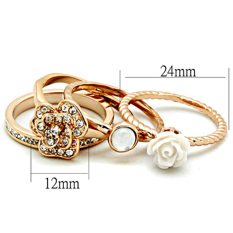 Rose Gold Brass Ring with Synthetic Synthetic Stone in White