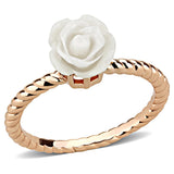 Rose Gold Brass Ring with Synthetic Synthetic Stone in White