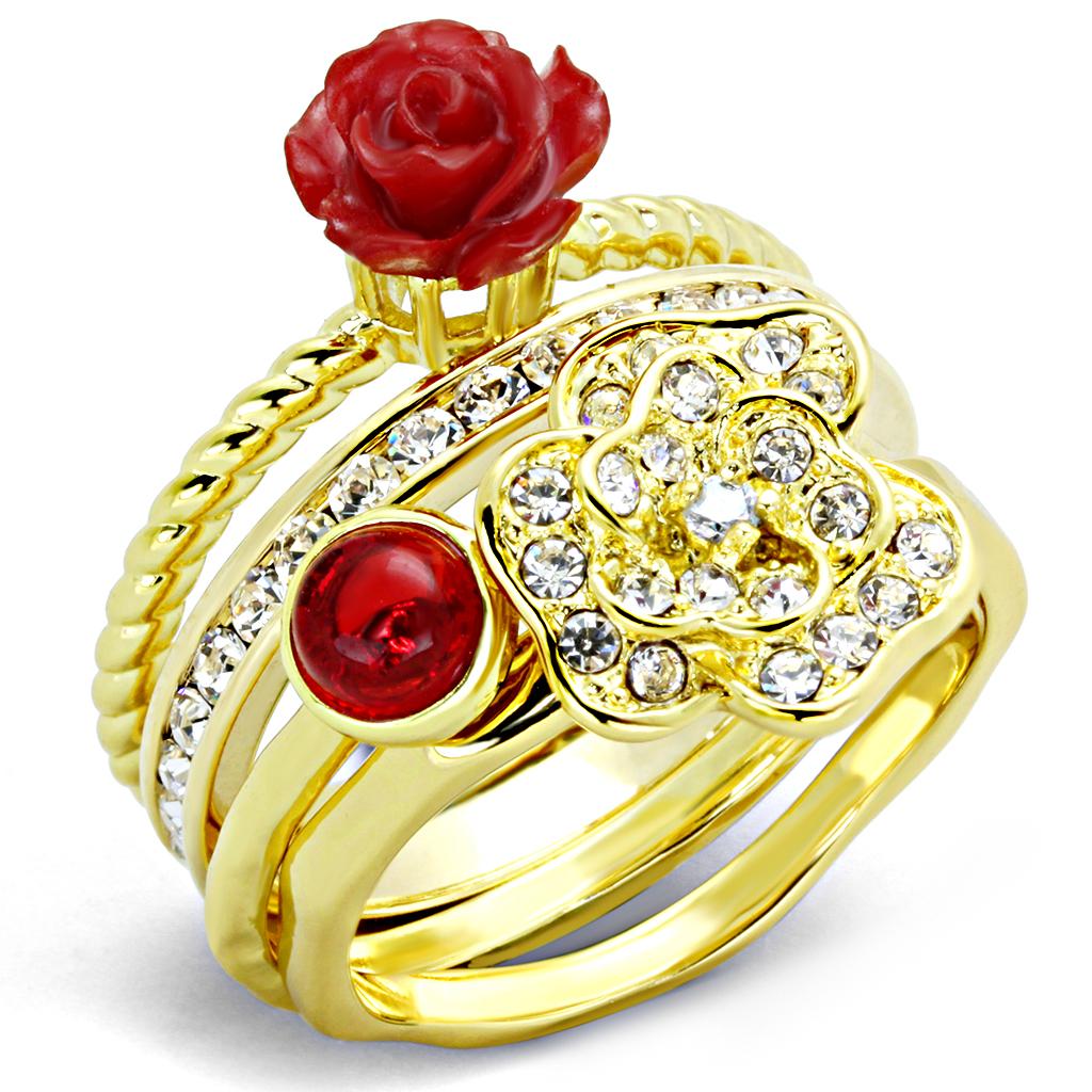 Gold Brass Ring with Synthetic Synthetic Stone in Siam