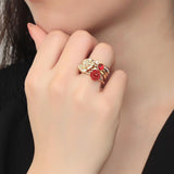 Gold Brass Ring with Synthetic Synthetic Stone in Siam
