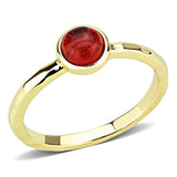 Gold Brass Ring with Synthetic Synthetic Glass in Garnet