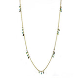 Gold Brass Necklace with Synthetic Jade in Emerald
