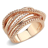 Rose Gold Brass Ring with AAA Grade CZ  in Clear