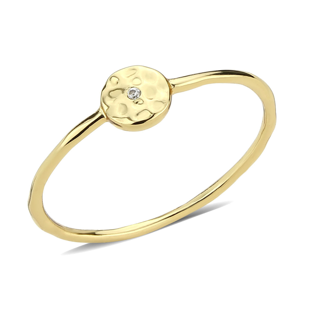 Flash Gold Brass Ring with AAA Grade CZ in Clear