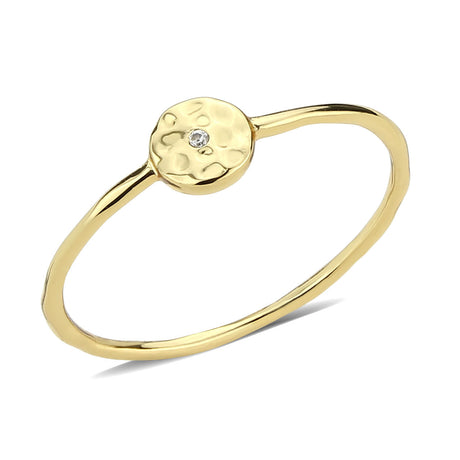 Flash Gold Brass Ring with AAA Grade CZ in Clear
