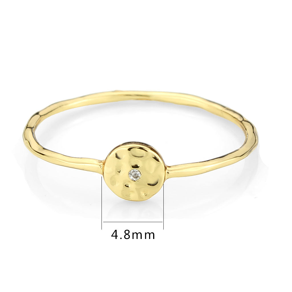 Flash Gold Brass Ring with AAA Grade CZ in Clear
