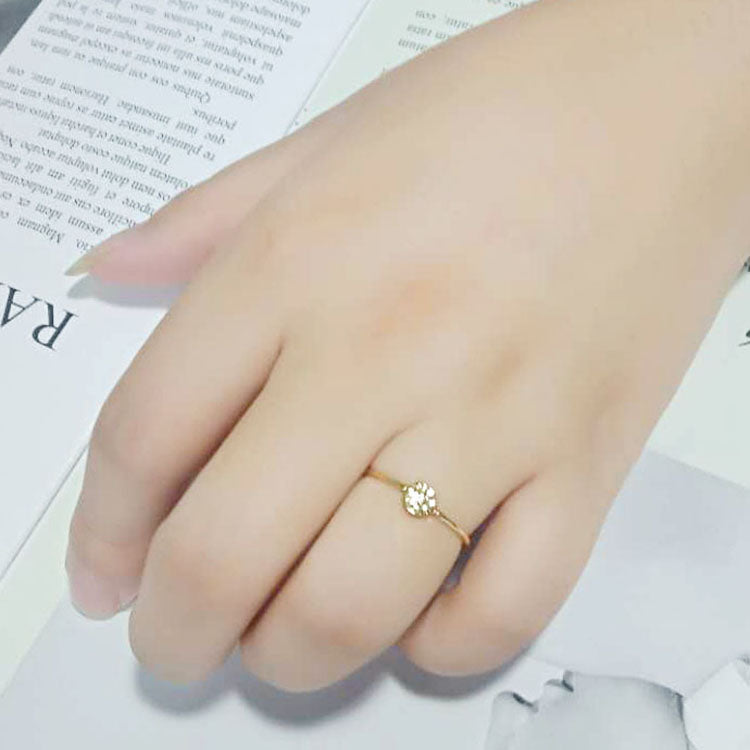 Flash Gold Brass Ring with AAA Grade CZ in Clear