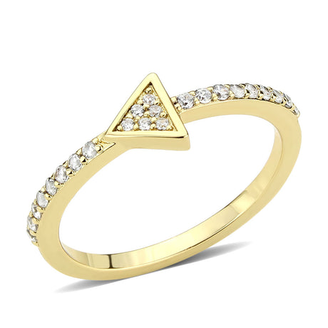 Flash Gold Brass Ring with AAA Grade CZ in Clear