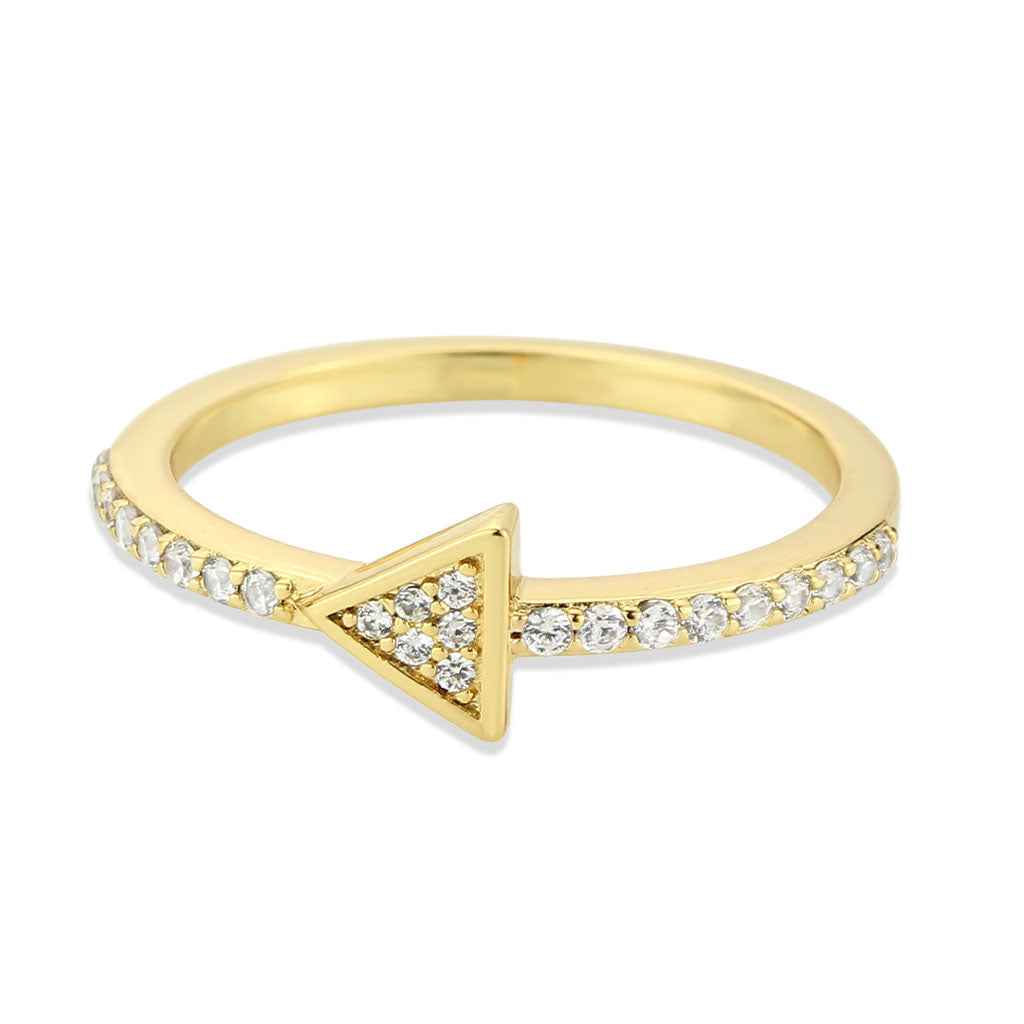 Flash Gold Brass Ring with AAA Grade CZ in Clear