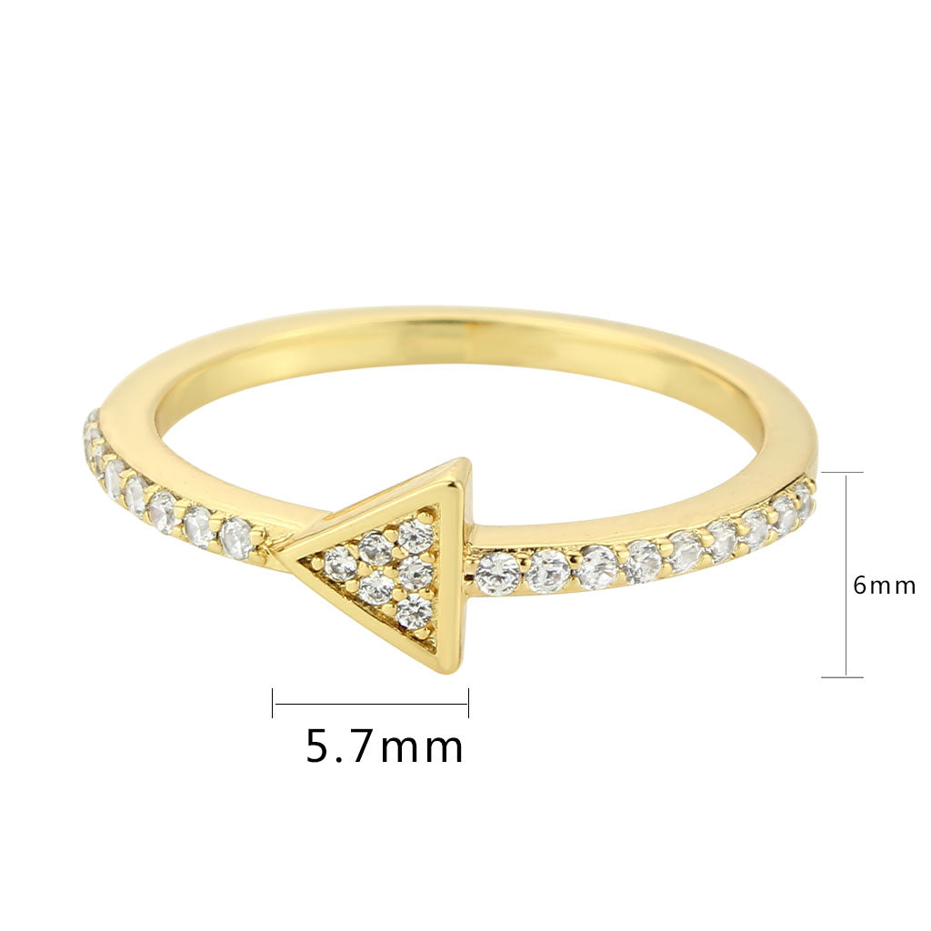Flash Gold Brass Ring with AAA Grade CZ in Clear