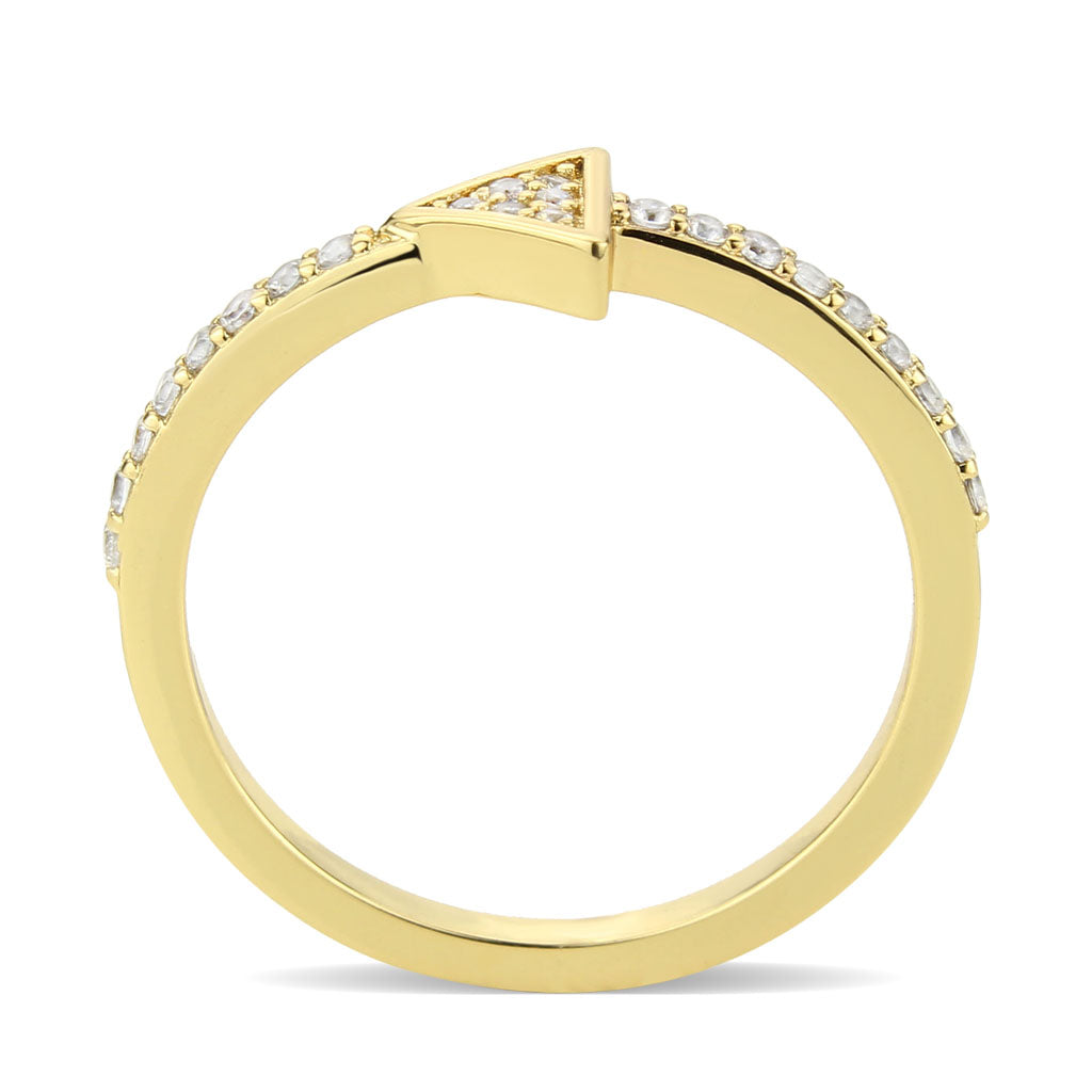 Flash Gold Brass Ring with AAA Grade CZ in Clear