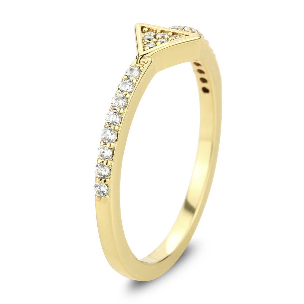 Flash Gold Brass Ring with AAA Grade CZ in Clear